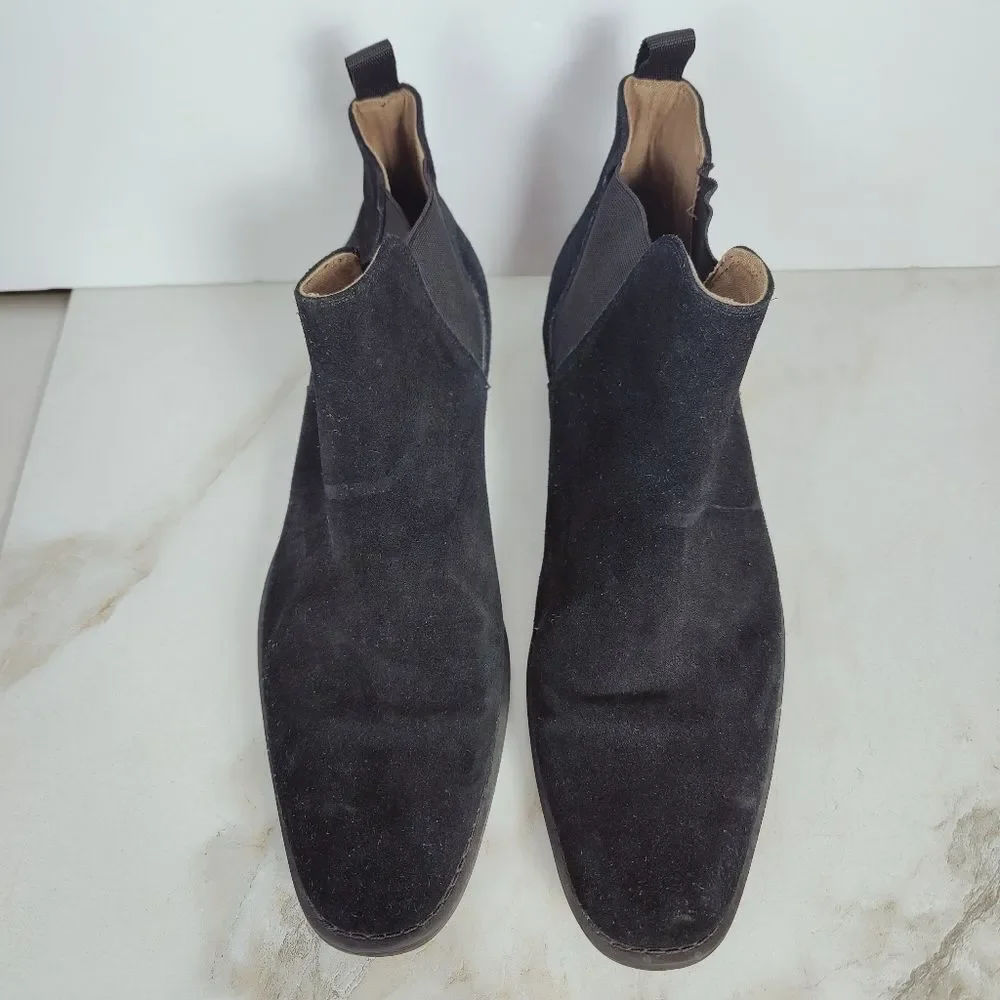 Aldo Men's Black Suede Almond Toe Chelsea Boots, Sz 12